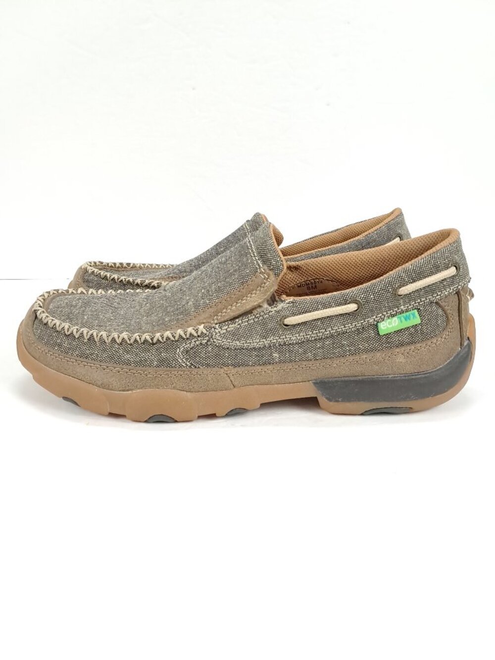 Twisted X Driving Mocs Men 8 M Beige Dust Fabric Leather Slip On Shoes MDMS012
